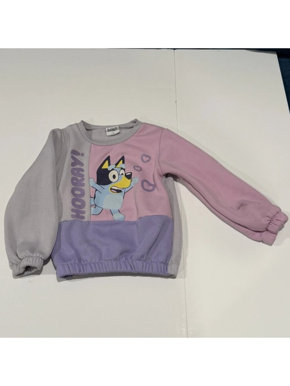 Bluey Kids Hooray Sweatshirt Colorblock Fleece Top Happy Threads Girls Size 6